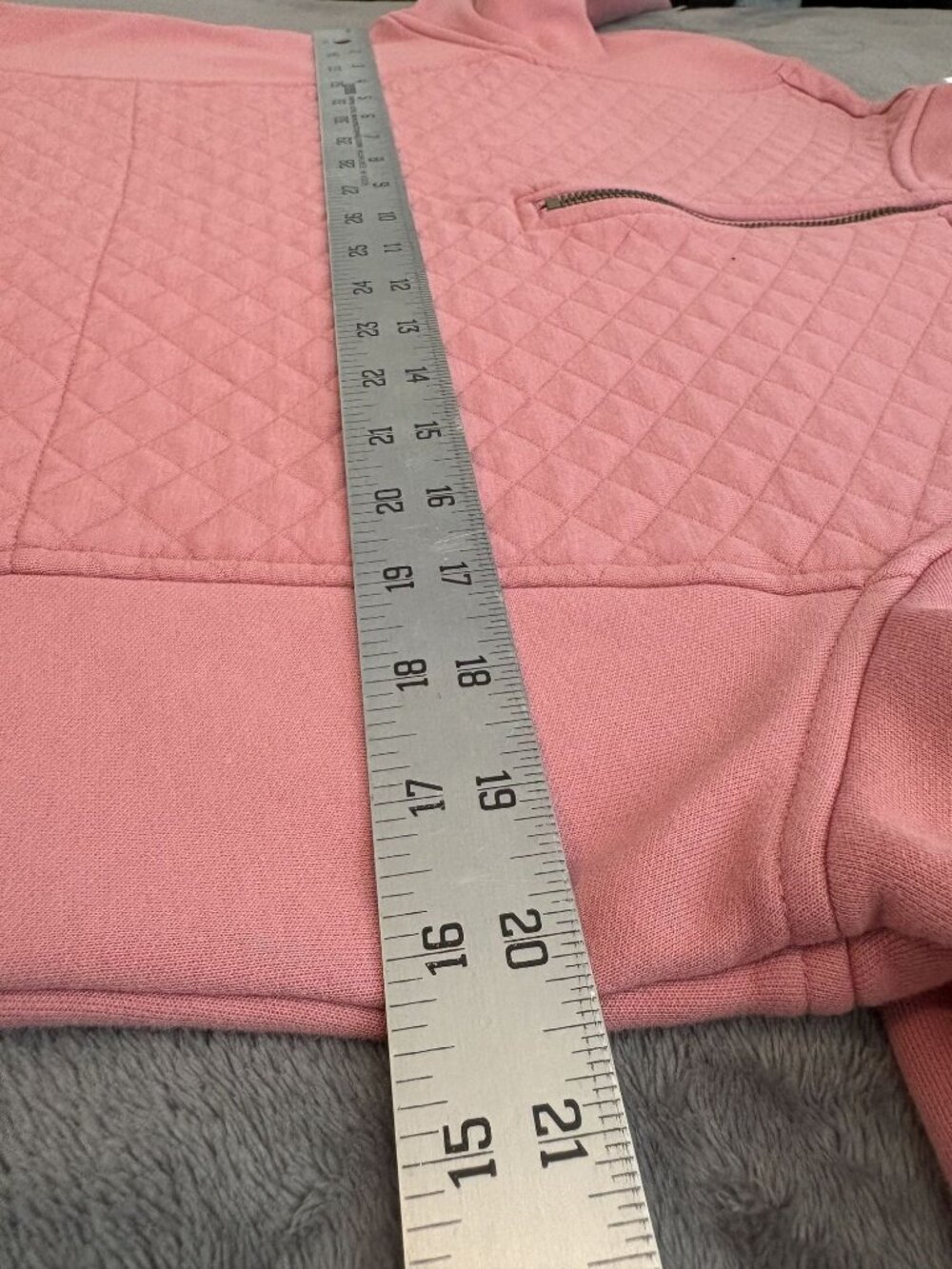 L.L. Bean Women Quilted Quarter-Zip Pullover M Pink Fleece Lined Outdoor Camping - Picture 11 of 12